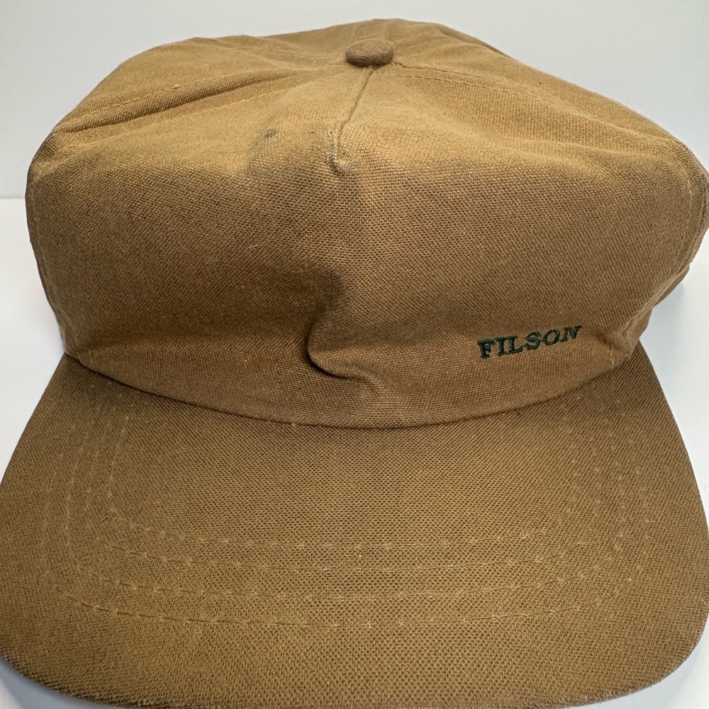 Vintage Filson Tin Cloth Waxed Leather strap back Canvas Hat OS Made in the USA